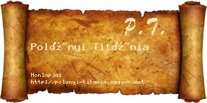 Polónyi Titánia névjegykártya